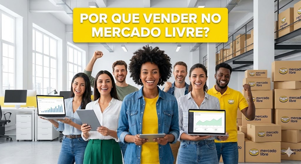 Equipe comemorando vendas no Mercado Livre